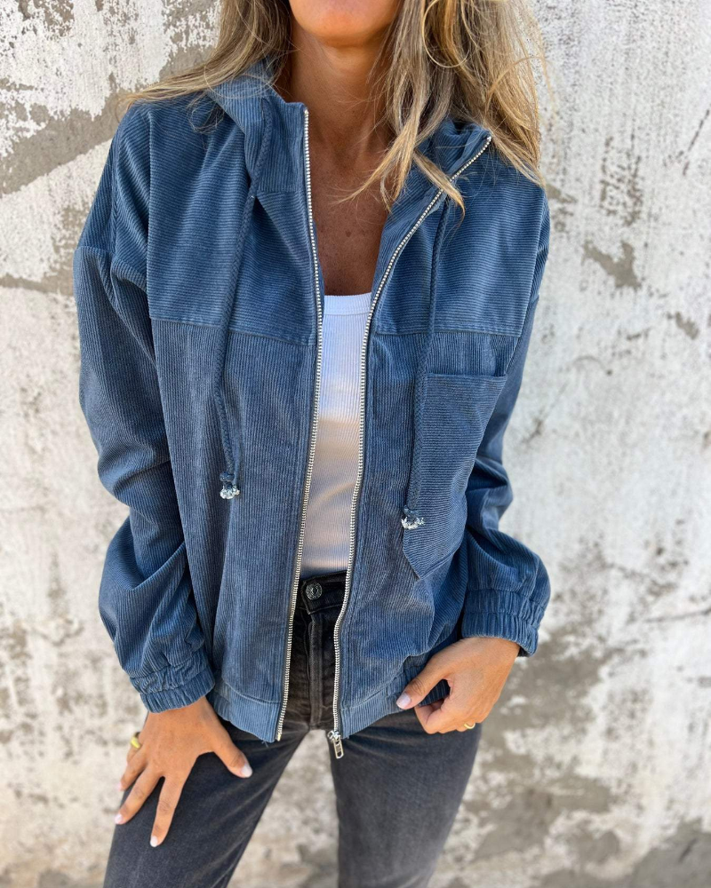 Corduroy Hooded Zip Jacket