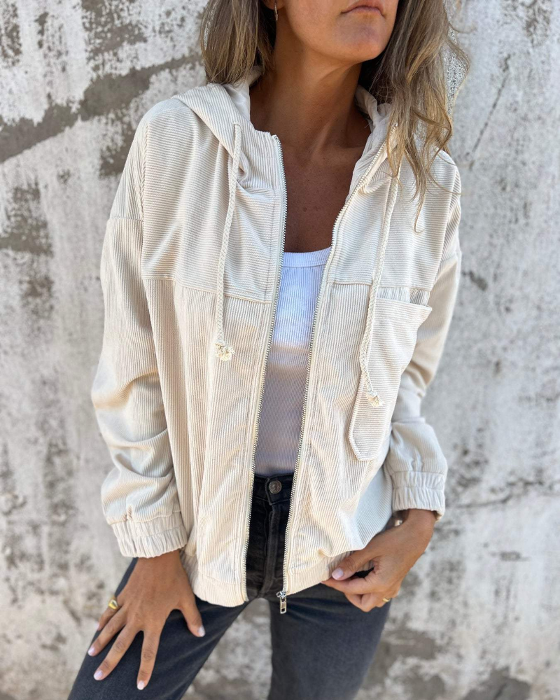 Corduroy Hooded Zip Jacket
