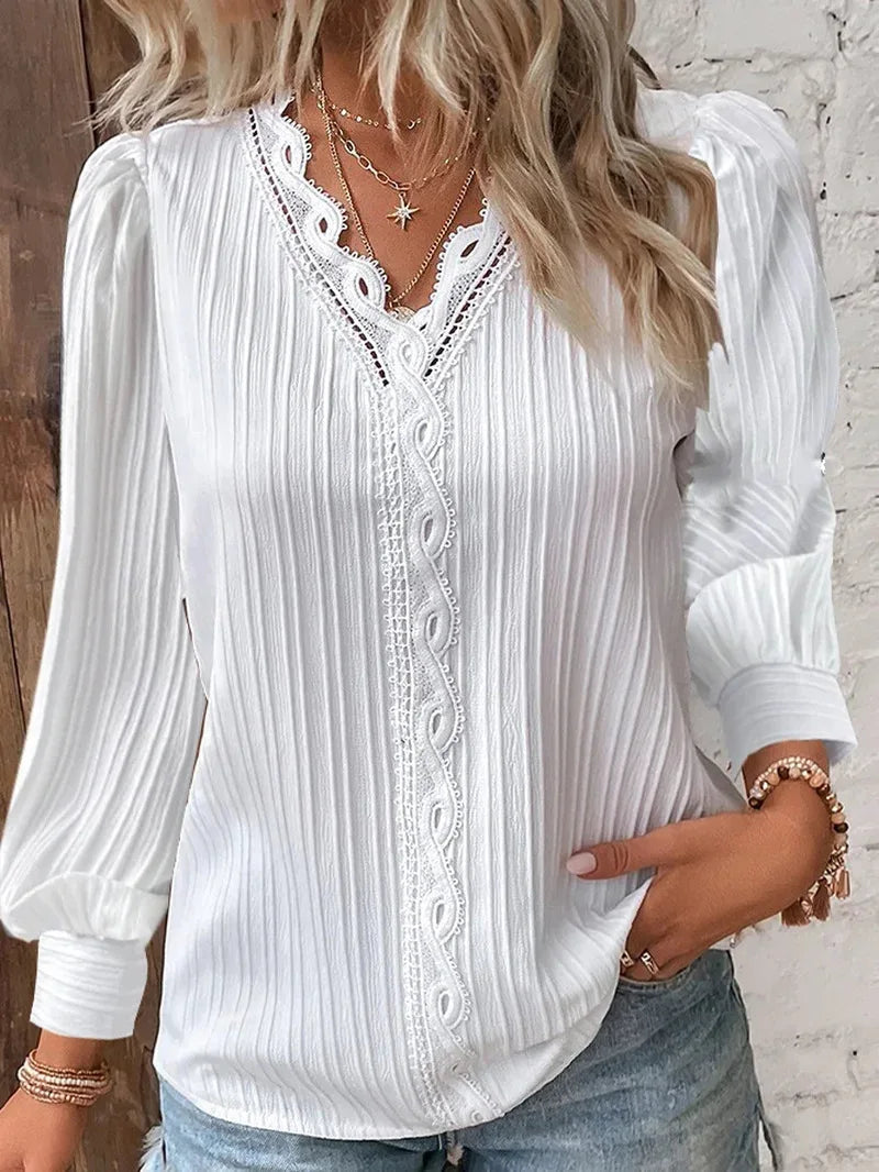 Clara™ | Timeless Lace Patchwork Shirt